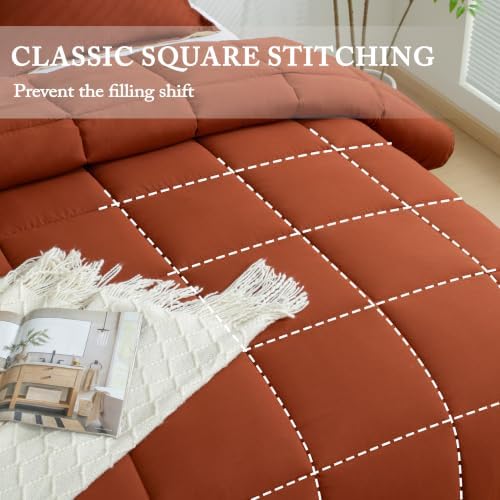 HIG 3pc Terracotta King Size Bedding Comforter Set Duvet Insert Blanket