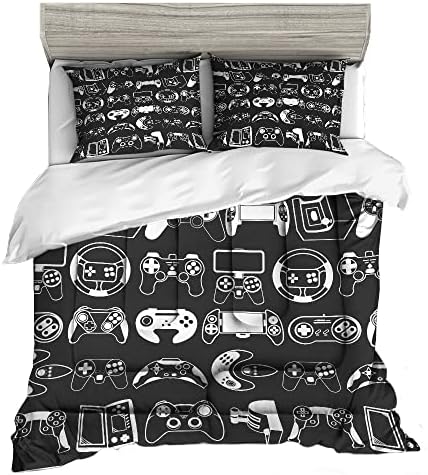 Sunnycitron Kids Comforter Sets Gamer Bedding Sets for Boys Teens Gaming Twin Bed Game Controller Room Decor,1 Comforter 2Pillowcase