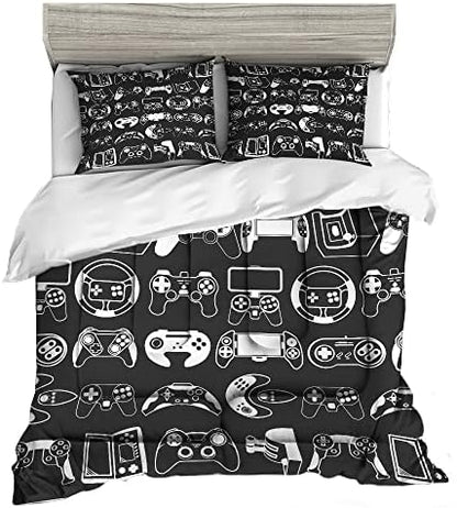 Sunnycitron Kids Comforter Sets Gamer Bedding Sets for Boys Teens Gaming Twin Bed Game Controller Room Decor,1 Comforter 2Pillowcase