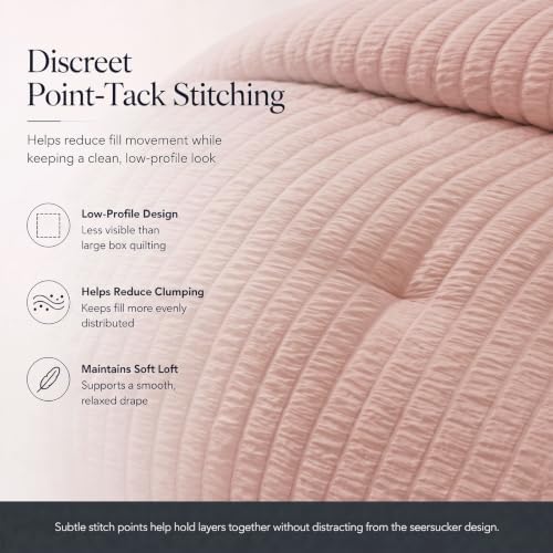CozyLux Queen Comforter Set, 7 Pieces Rose Gold Seersucker Bed in a Bag
