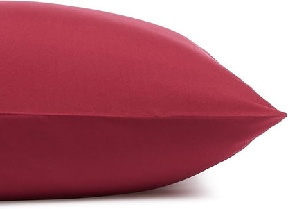 Amazon Basics Lightweight Super Soft Easy Care Wrinkle Free Breathable Brushed Microfiber 3 Piece Bed Sheet Set with 14-Inch Deep Pockets, Twin, Burgundy, Solid