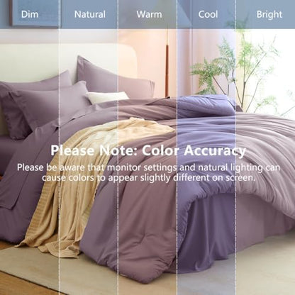 CozyLux Twin Comforter Set Dusty Purple, 5 Pieces Bed in a Bag Twin Comforter Set with Sheets, Grayish Purple Bedding Sets with Down Alternative Comforter, Sheets, Pillowcase & Sham, Soft Bed Set