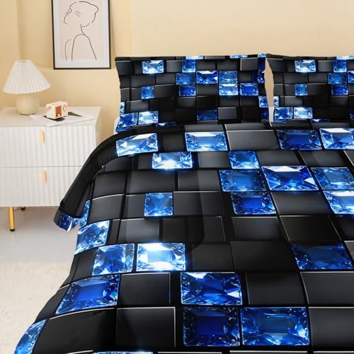 QOOMO Modern Geometric Kids Comforter Set Queen Size