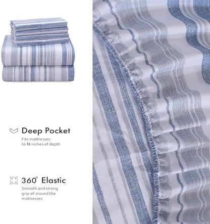 RUVANTI 100% Cotton Twin Sheets, Percale Weave Twin Sheet Set, Naval Blue