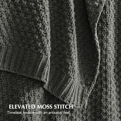 EVERGRACEHOME Chunky Chenille Knit Throw Blanket, 60 x 80, Charcoal Gray