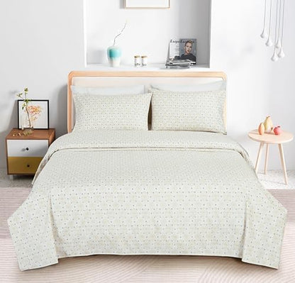 Chezmoi Collection 4-Piece Lodge Geometric Sheet Set Queen - Multicolor Blue Diamond Printed Brushed Microfiber Lightweight Breathable Deep Pocket Bed Sheets
