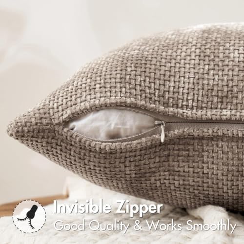 MIULEE Dercorative Lumbar Throw Pillow Covers 12x20 Inch Light Khaki 2 Pack