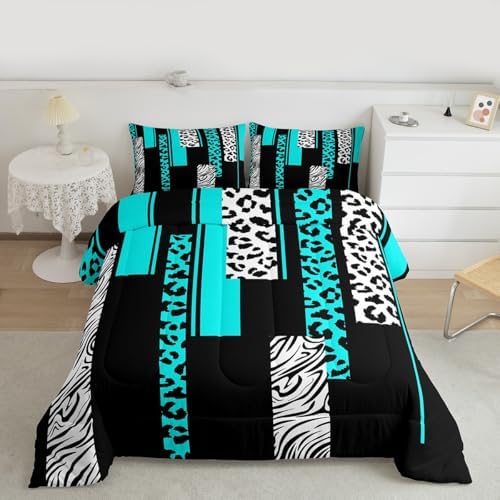 Feelyou Animal Print Leopard Zebra Comforter Set Queen Size Kids Boys