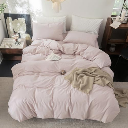 FOSSA Duvet Cover Set 100% Washed Cotton Linen Feel Oversized King