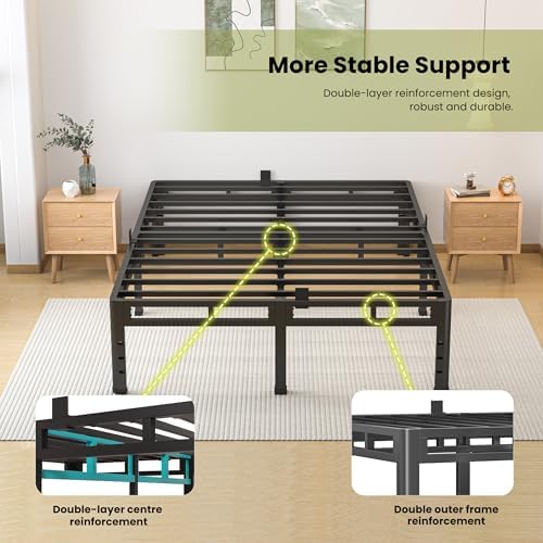 NKZ 2-in-1 Full Size Metal Platform Bed Frame, 16 Inch Heavy Duty Bed Base