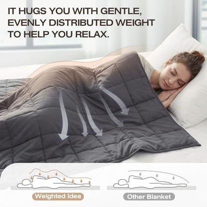 RJOP Cooling Weighted Blanket for Adults (5lbs, 41"x60") Heavy Blanket with Premium Glass, Queen Size Perfect for 190-210 lbs, Soft Breathable, Dark Grey