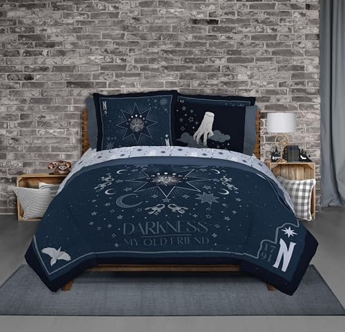 Wednesday Addams Queen Comforter Set 7 Piece Bedding for Girls, Blue