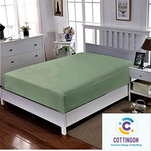 1 PC Cot Size 25" x 75" Fitted Sheet Only, 100% Egyptian Cotton, Sage Solid