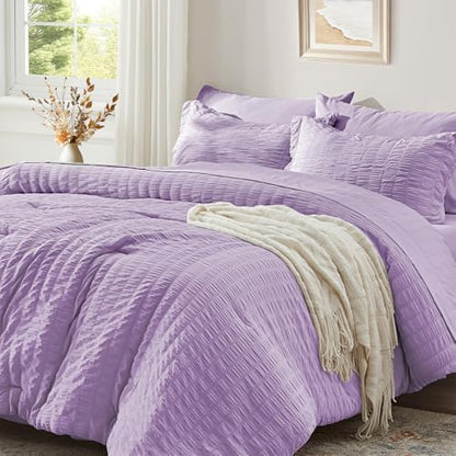 Full Size Comforter Sets 7 Piece,Lavender Bed in a Bag Full Bedding Set