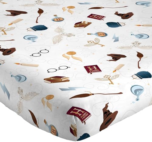 Jay Franco Kids Sheet Set with Fitted, Flat Sheets & Pillow Cover - Ultra-Soft Bedding with Pillowcase for Room Decor, Multi - Harry Potter, 4 Piece Full