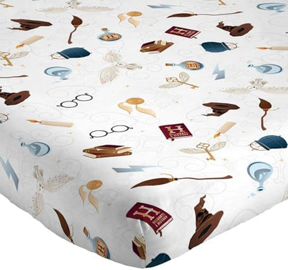 Jay Franco Kids Sheet Set with Fitted, Flat Sheets & Pillow Cover - Ultra-Soft Bedding with Pillowcase for Room Decor, Multi - Harry Potter, 4 Piece Full