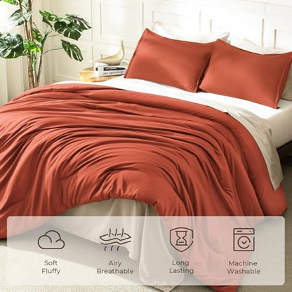 Litanika Twin/Twin XL Comforter Set Burnt Orange, 2 Pcs Lightweight Bed Set