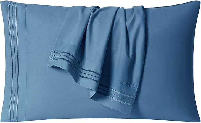 Clara Clark Bed Sheets, Premier 1800 Series 4 Piece Bed Sheet Set, Deep Pocket, Wrinkle, Fade, Stain Resistant, Luxury Soft Bedding Sheets & Pillowcases, Full, Blue Heaven