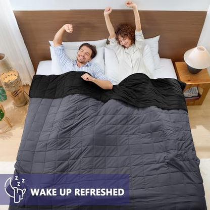 yescool King Size Weighted Blanket for Adults 20lbs, 80” x 87”, Grey& Black