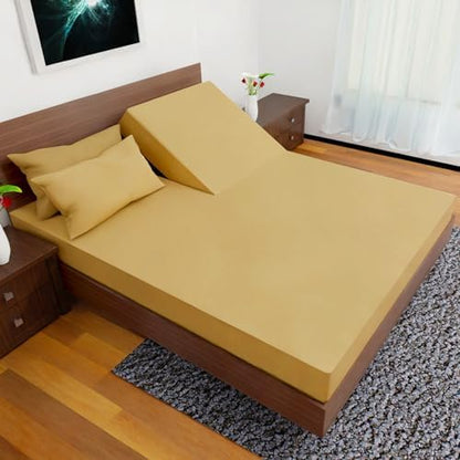 Top Split King Sheets Sets for Adjustable Bed, 4 Pcs Deep Pockets Double Brushed Microfiber Sheets, 34 Inch Split Top Fitted Sheet, 1 King Flat Sheet and 2 Pillowcases - Gold