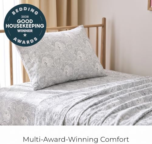 Mellanni Iconic 3-Piece, Ultra Soft Sheet Set (Twin, Paisley Gray)