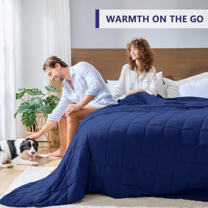 yescool King Size Weighted Blanket for Adults 30lbs, 80” x 87”, Navy & Blue