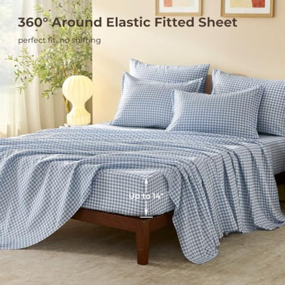 Litanika Twin/Twin XL Comforter Set 5 Pieces Cornflower Blue Gingham