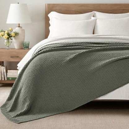 EVERGRACEHOME Chunky Chenille Knit Throw Blanket, 108x92, Dried Thyme Green