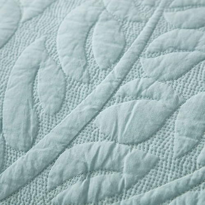 MarCielo 100% Cotton Quilt Set - 3-Piece Embroidered Farmhouse Bedspread & Shams, All-Season Breathable Bedding(Aruba Blue,King)