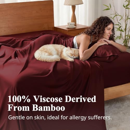 Bamboo Viscose Sheet Set Twin Size, Cooling Sheets Bed Set 3pcs