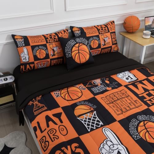 Basketball Bedding Twin for Boys 6 Pieces Sports Comforter Set