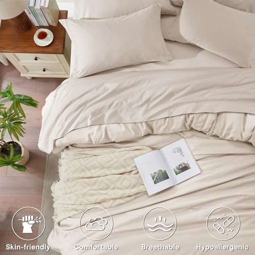 Anluoer King Size Comforter Set, 7 Piece Bed in a Bag King Bedding Sets