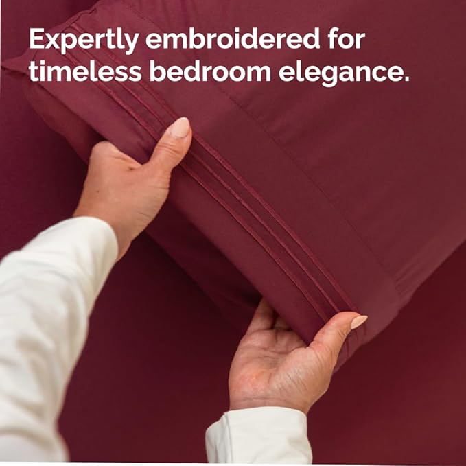 Standard Pillow Cases Set of 2 - Ultra-Soft Hotel Quality Pillowcase Covers - Comfy & Wrinkle Free - Stain and Fade Resistant - Machine Washable Pillow Protectors - 2 Piece Set - Standard Burgundy