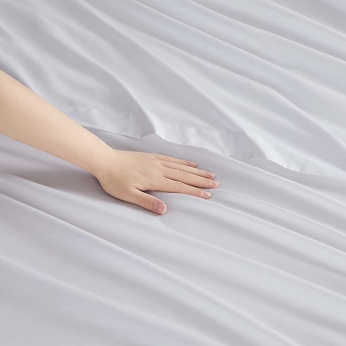 Clara Clark RV Queen Sheets, 6 Piece RV Sheets Set - Hotel Luxury Sheets for RV Bunks, Super Soft Bedding Set, Short Queen,White