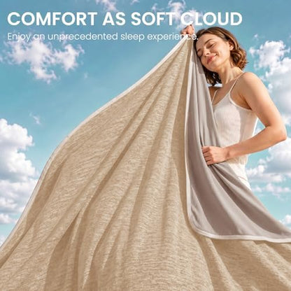 Topcee Cooling Blanket (90"x90"Queen Size) for Night Sweats Absorbs Heat to Keep Adults Cool on Warm Nights, Q-Max 0.5 Cooling Blankets for Hot Sleepers, Ultra-Cool Lightweight Blanket for Bed