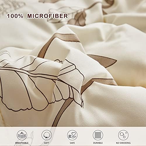Joyreap 6 Piece Bed in a Bag Twin, Elegant Flower Botanical Smooth Soft Microfiber Floral Comforter Set for All Season (1 Comforter, 2 Pillow Shams, 1 Flat Sheet, 1 Fitted Sheet, 1 Pillowcase)