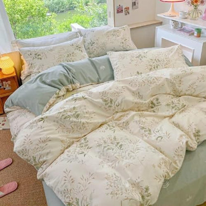 Vintage Floral Duvet Cover Set King Size 3 Pieces Botanical Flower Pattern Duvet Cover Soft 100% Cotton Floral Comforter Cover with Zipper Ties Farmhouse Bedding Set Breathable Comforter Cover King