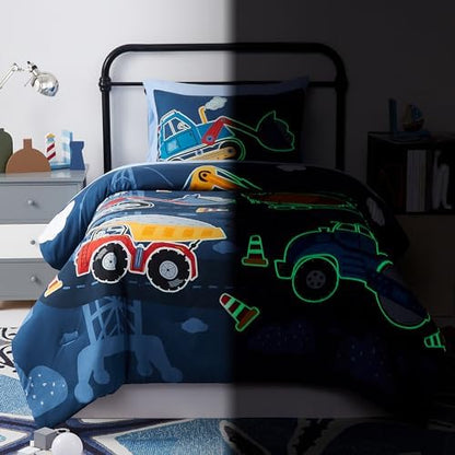 Twin Bedding Sets for Boys - 5 Pieces Truck Bedding Twin Comforter Set