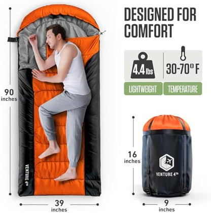 VENTURE 4TH Backpacking Sleeping Bag for Camping - Single, XXL & Double