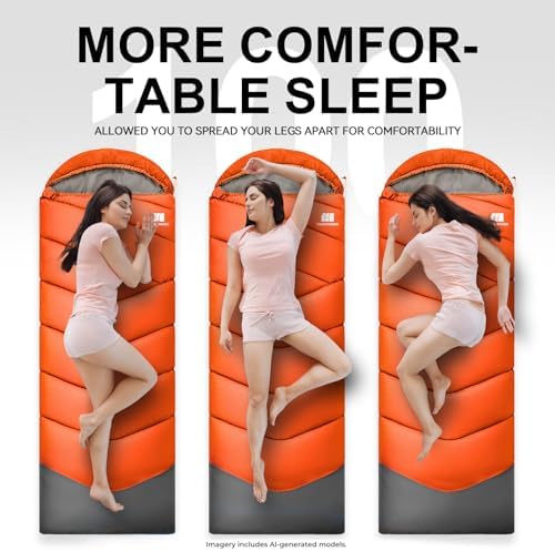 Sleeping Bags for Adults Teens, 4 Season Camping Sleeping Bag Waterproof,Machine Washable Backpacking Gear for Cool Weather,Outdoor Tent Hiking Hunting,with Compression Sack,86.6x31.5