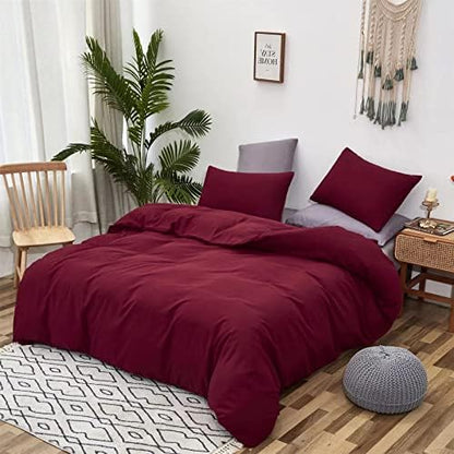 Houseri Burgundy King Size Comforter Set - 3 Pieces Dark Red Bedding Sets Women Comfy Vintage Noble Bordeaux Red Comforter Men Blackish Red Bedding Deep Wine Red Soft Lightweight Quilt Blanket King