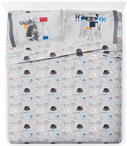Star Wars Full Comforter Set 7 Piece Soft Bedding for Boys, Dark Blue