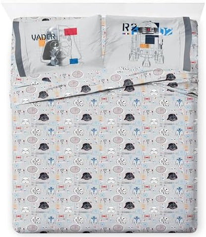 Star Wars Queen Comforter Set 7 Piece Soft Bedding for Boys, Dark Blue