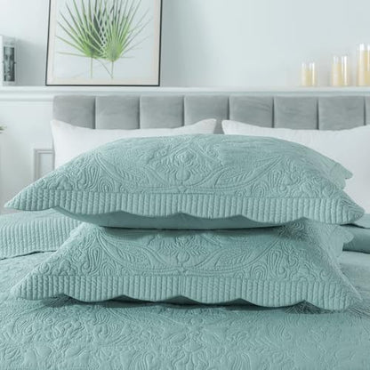 HoneiLife California King Quilts - Oversized King Bedspreads 128x120, Rustic Bedding Sets 4-Piece,Reversible Coverlets Lightweight Bed Cover for All Season Use-Sage Green