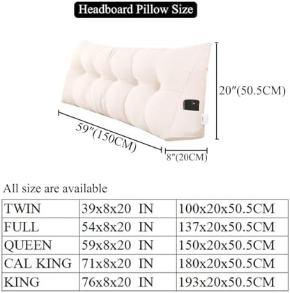 SAMTY Wedge Headboard Pillow Queen for Bed Sitting Up, Linen Back Pillow