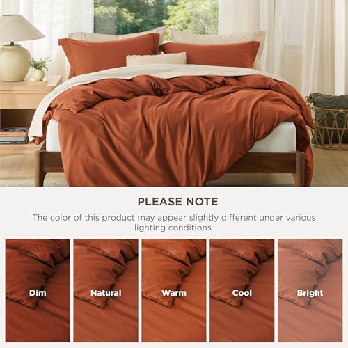 Bedsure Duvet Cover King Size, 3Pcs Double Brushed Bedding Set, Terracotta