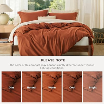 Bedsure Duvet Cover King Size, 3Pcs Double Brushed Bedding Set, Terracotta
