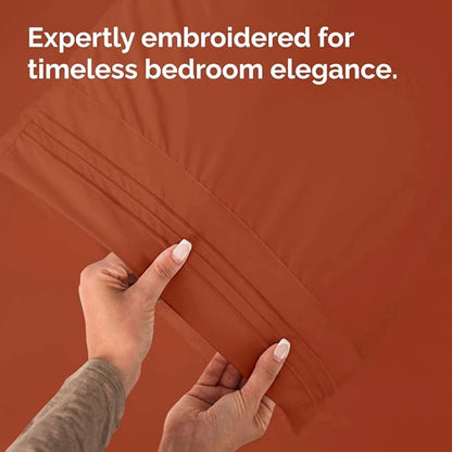 Standard Pillow Cases Set of 4 - Ultra Soft Hotel Quality Pillowcase Covers - Comfy Bedding for Women, Men, Kids & Teens - Machine Washable Pillow Protectors - 4 Piece Set - Standard Size Terracotta