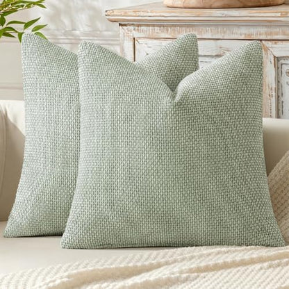 MIULEE Decorative Couch Throw Pillow Covers 20x20 Inch Light Green 2 Pack