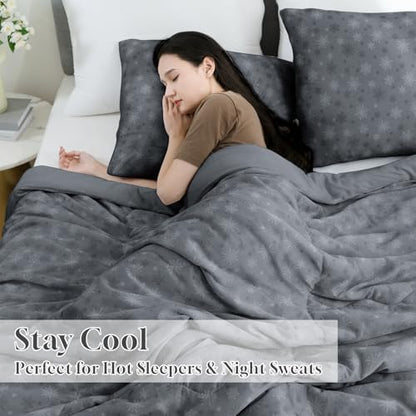 CHOSHOME Cooling Comforter Cooling Blanket, Q-Max 0.45 Cool Sleeping Summer Blanket for Hot Sleeper Night Sweats, Twin 60" x 80", Dark Grey